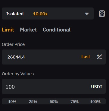 Bybit Futures Trading order value